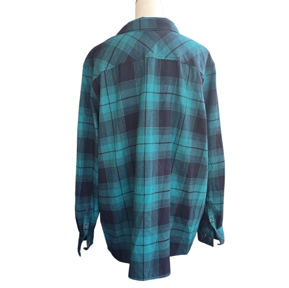 Natural Reflections Teal and Black Checkered Plaid Shirt Size 2X NWT - Picture 3 of 4